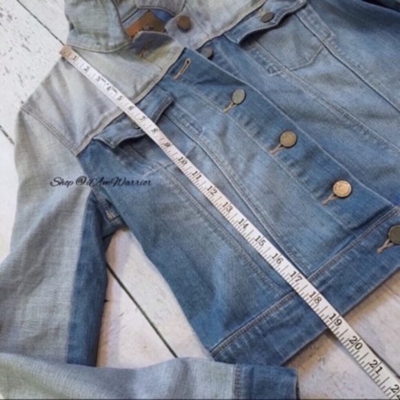 Paige ombrรฉ color block cropped denim jacket *shop@iamwarrior - Picture 7 of 10